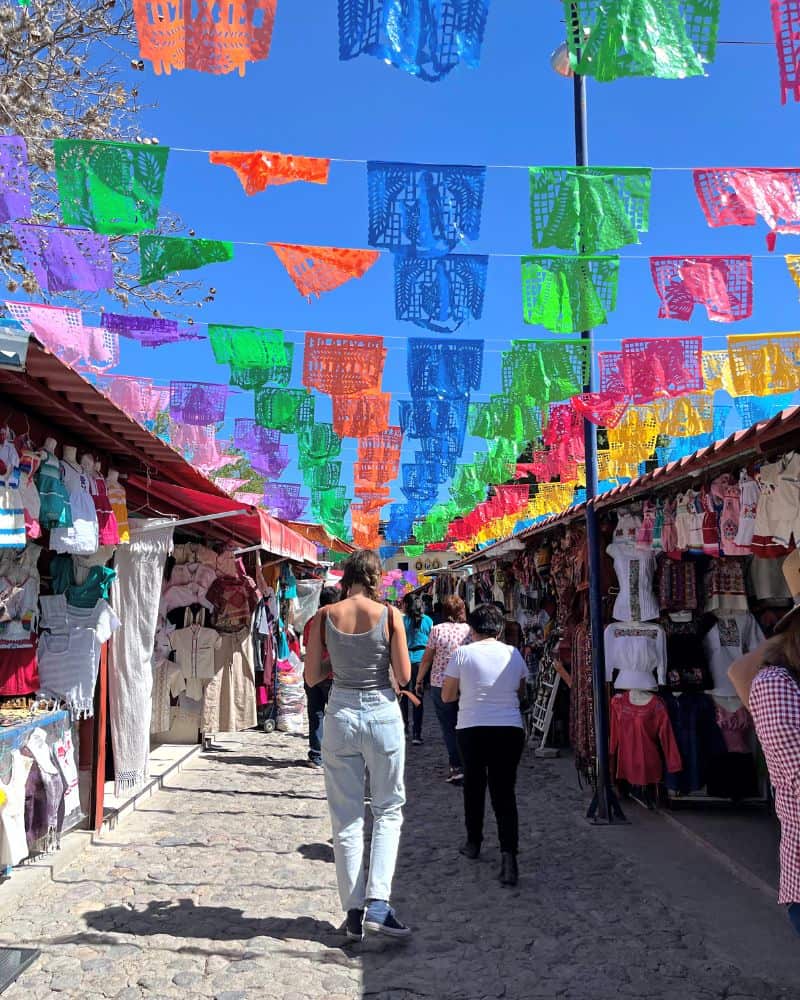 open-air shopping market in mitla oaxaca mexico