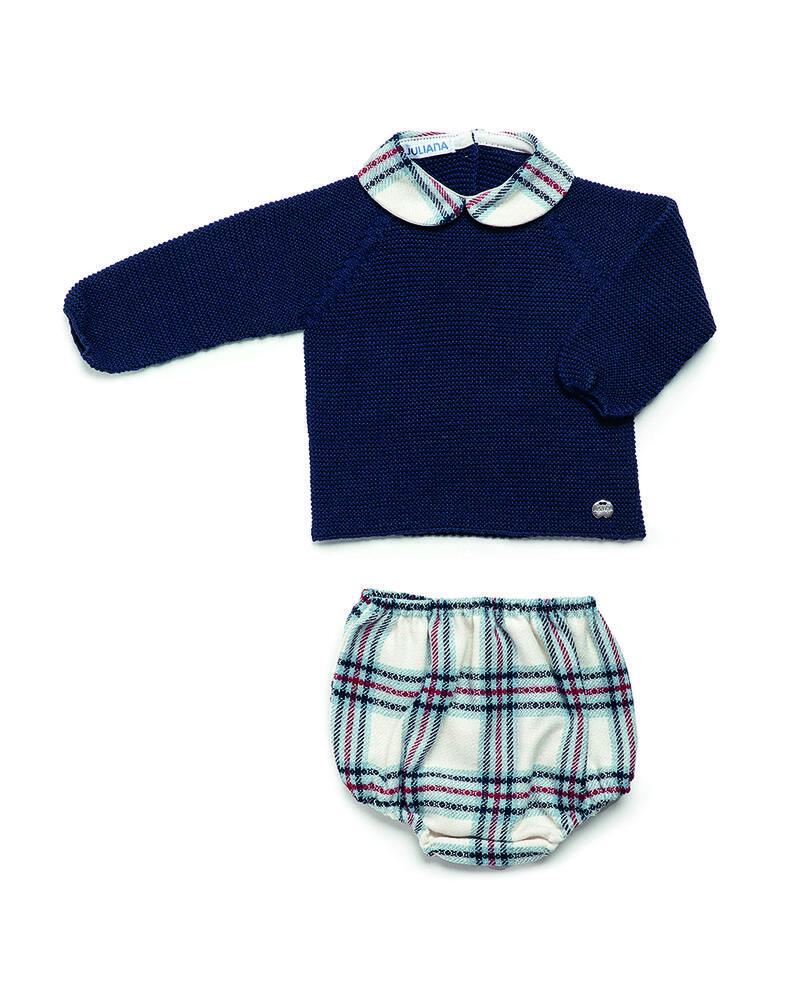 Conjunto Braga Cuadro Cuellos Marino- JULIANA