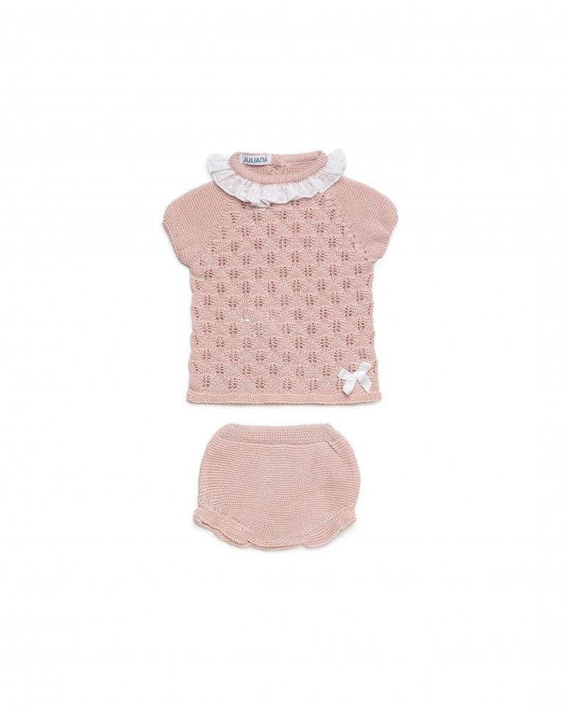 Conjunto Braga punto Rombos  rosa palo  - JULIANA