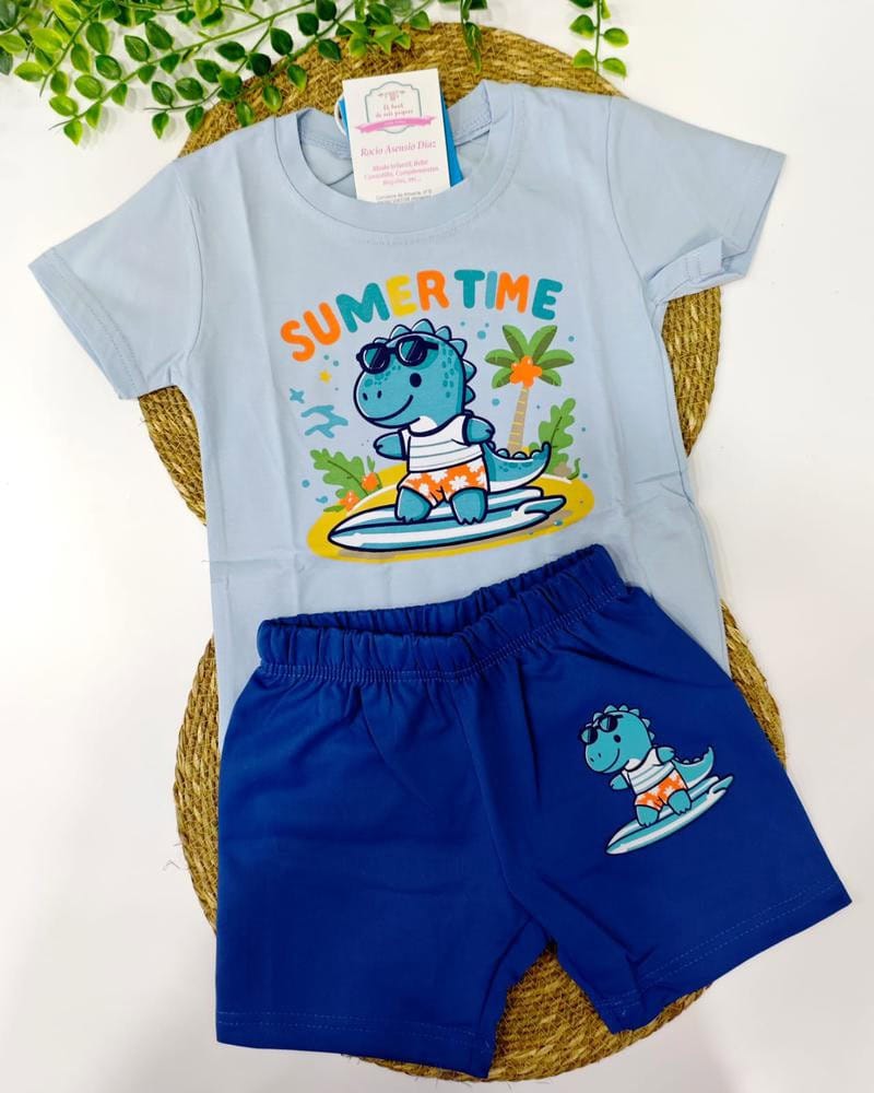 Conjunto algodón celeste y Azul Sumer Time