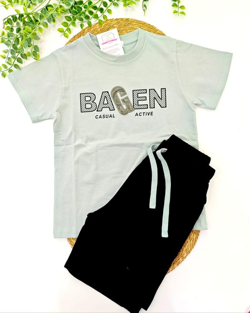 Conjunto algodón con camiseta verde Bagen
