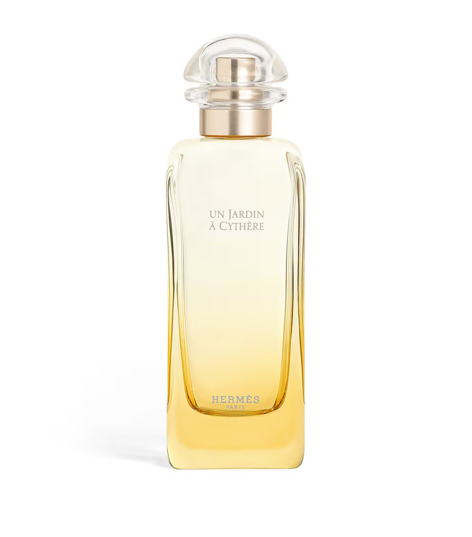 Hermès Un Jardin à Cythère Eau de Toilette with grasses, olive wood, and fresh pistachio in a citrus woody Mediterranean fragrance