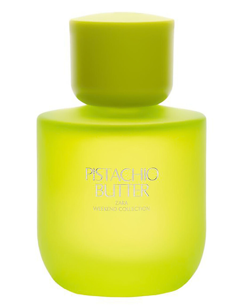Zara Pistachio Butter Weekend Collection fragrance with creamy pistachio, violet, vanilla, and brown sugar in a soft gourmand composition