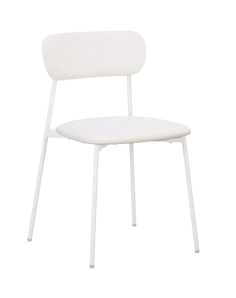 Sedia moderna bianca con struttura leggera e design minimalista, perfetta per interni eleganti e contemporanei.