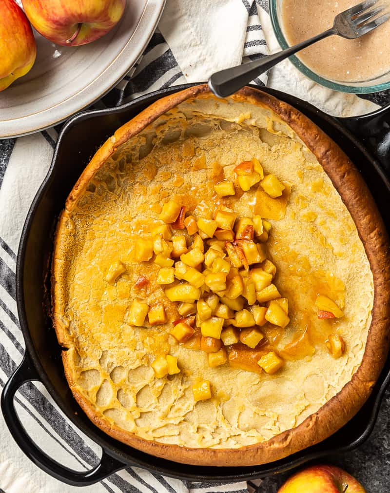 Dutch Baby with Apples on it