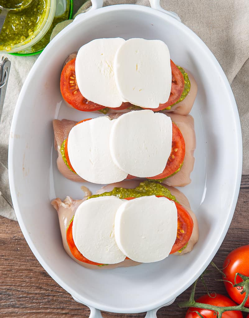 chicken breasts with caprese salad