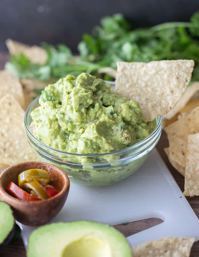 guacamole with large chip