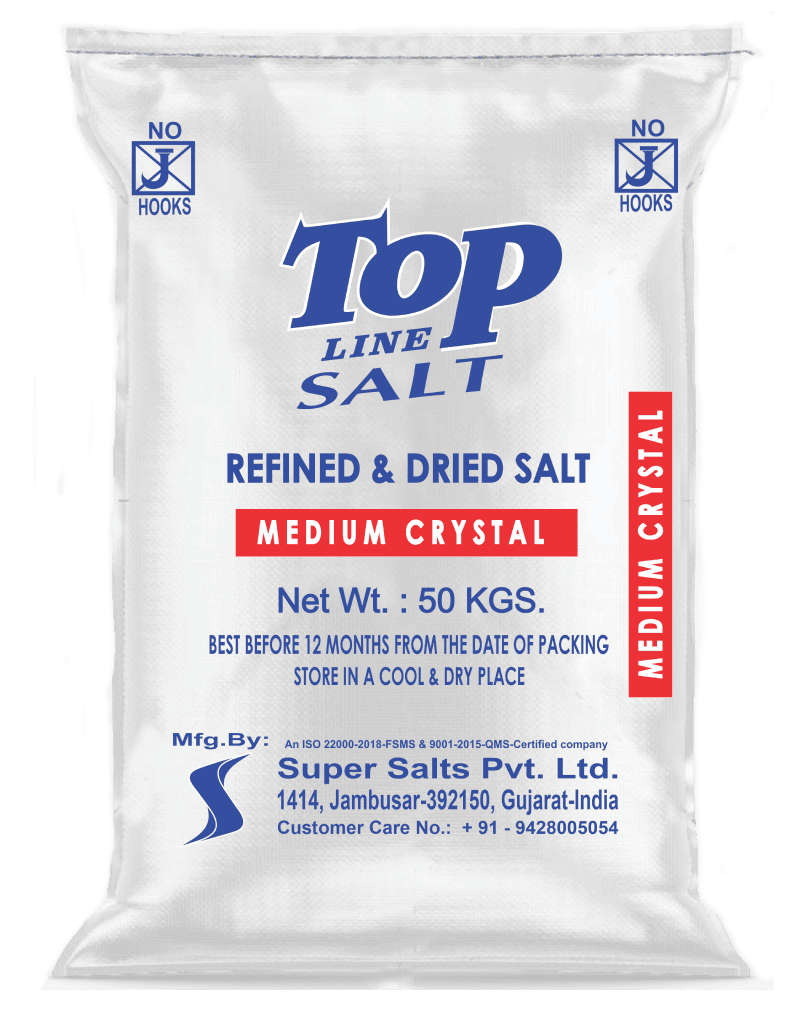 Topline medium crystal industrial salt 3D red 50 KG bag by Super Salts