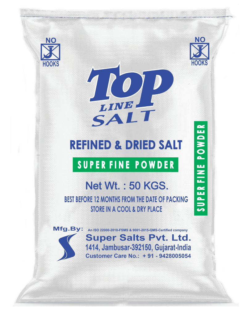 Topline super fine powder industrial salt 3D green 50 KG bag by Super Salts
