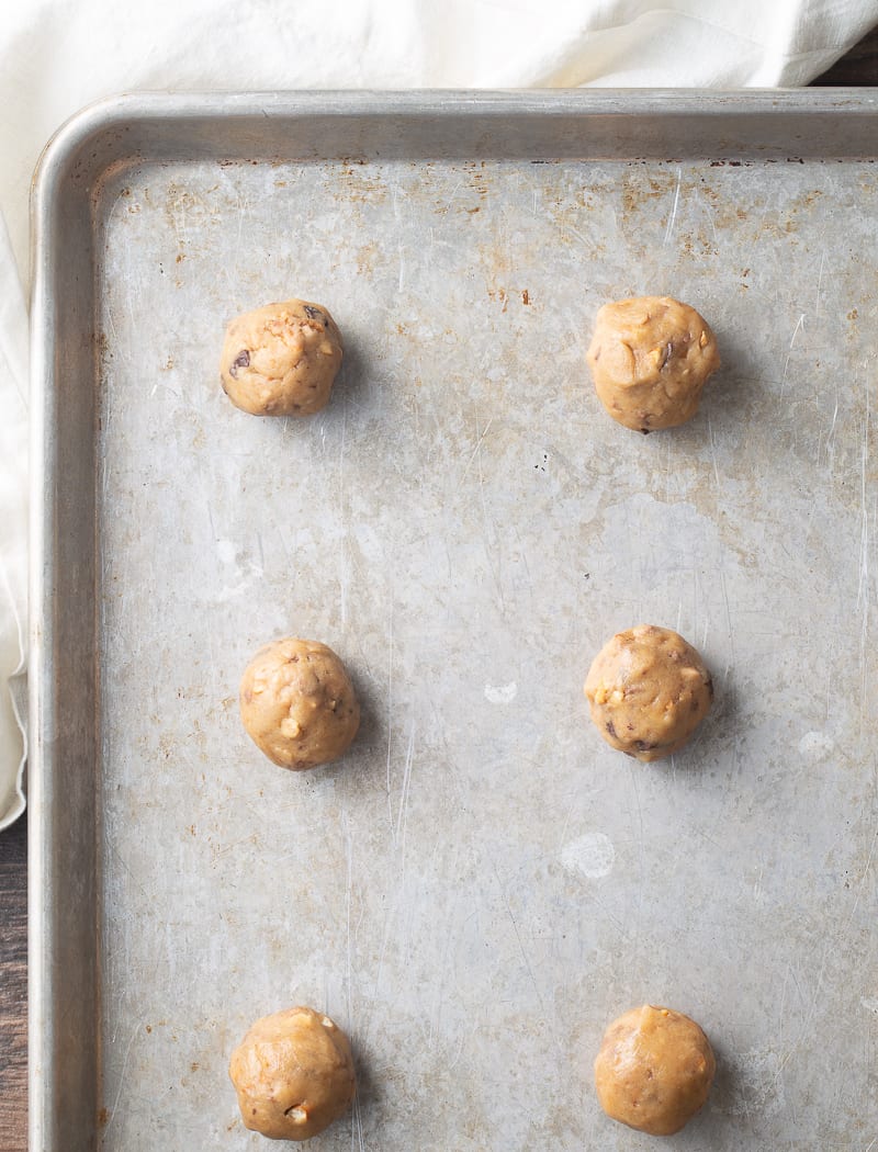 brown butter chocolate chip cookie with toffee and pretzel