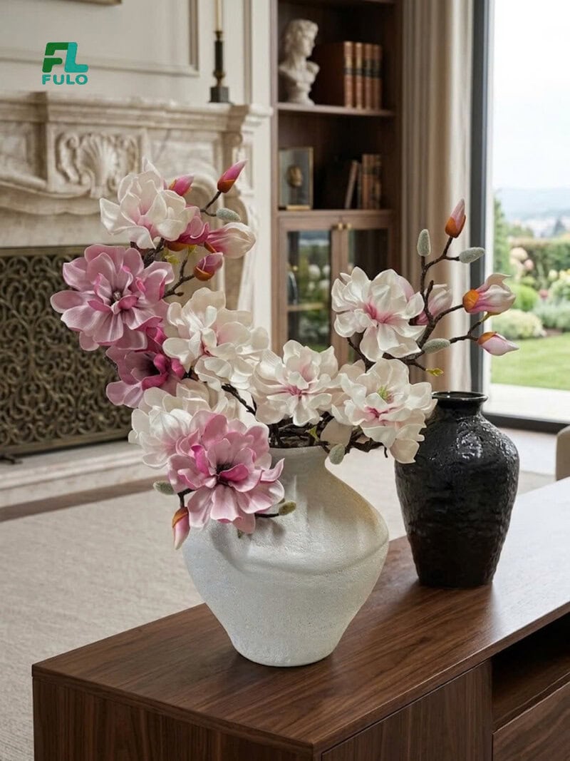 Bình cắm hoa mộc lan gốm sứ fulo- phệ sần 25cm