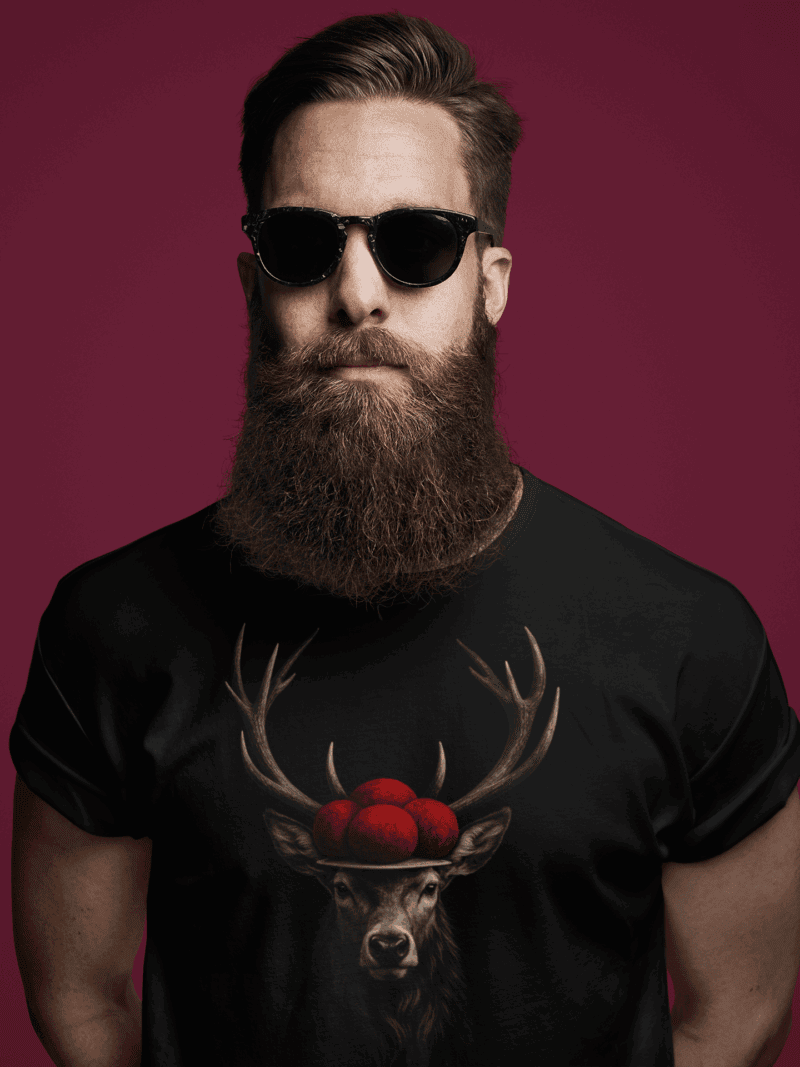 „Schwarzwald Hirsch – Red Winter Edition | Premium Streetwear“ - Heavy Cotton T-Shirt