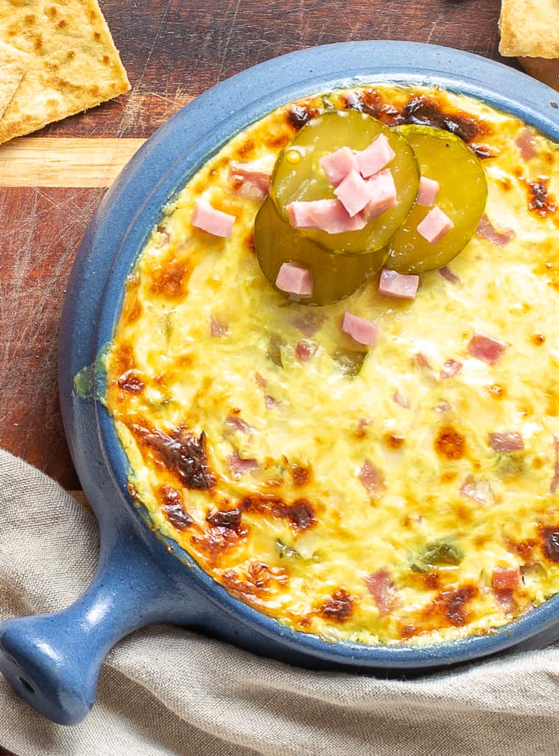 Ham and Pickle Dip Hot out of the oven