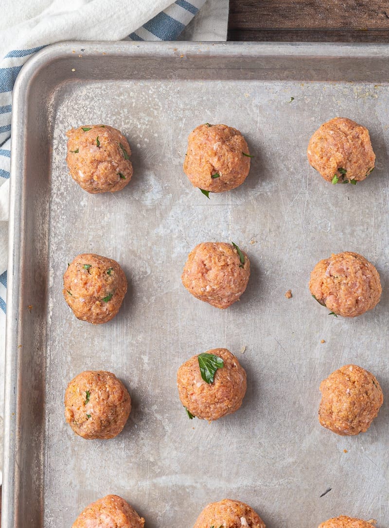 turkey meatballs ready for oven