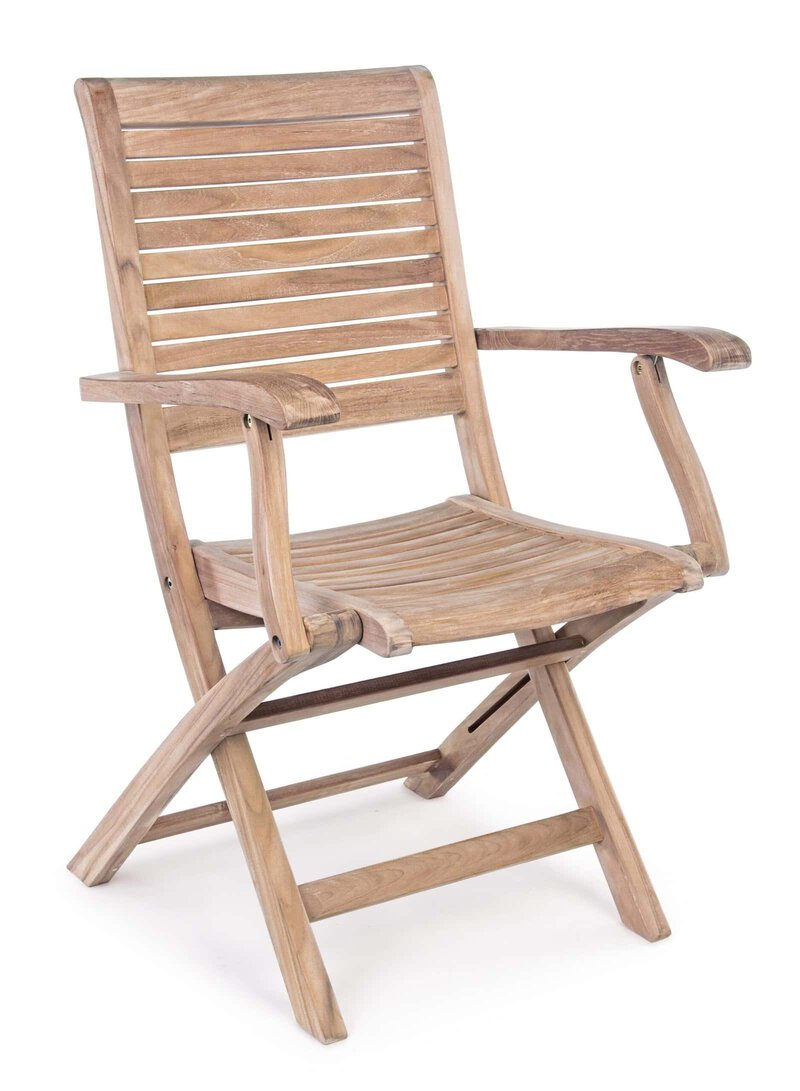 Sedia da giardino in legno naturale, robusta e resistente per esterni. Design elegante e confortevole.