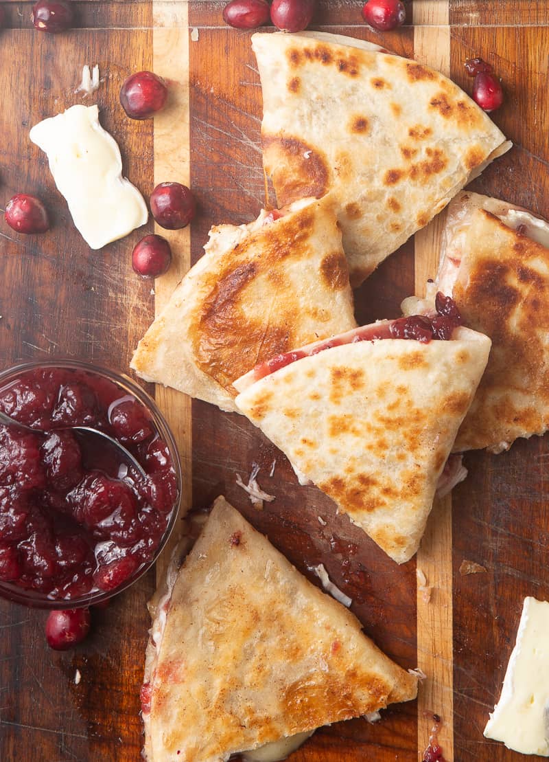 turkey brie quesadillas