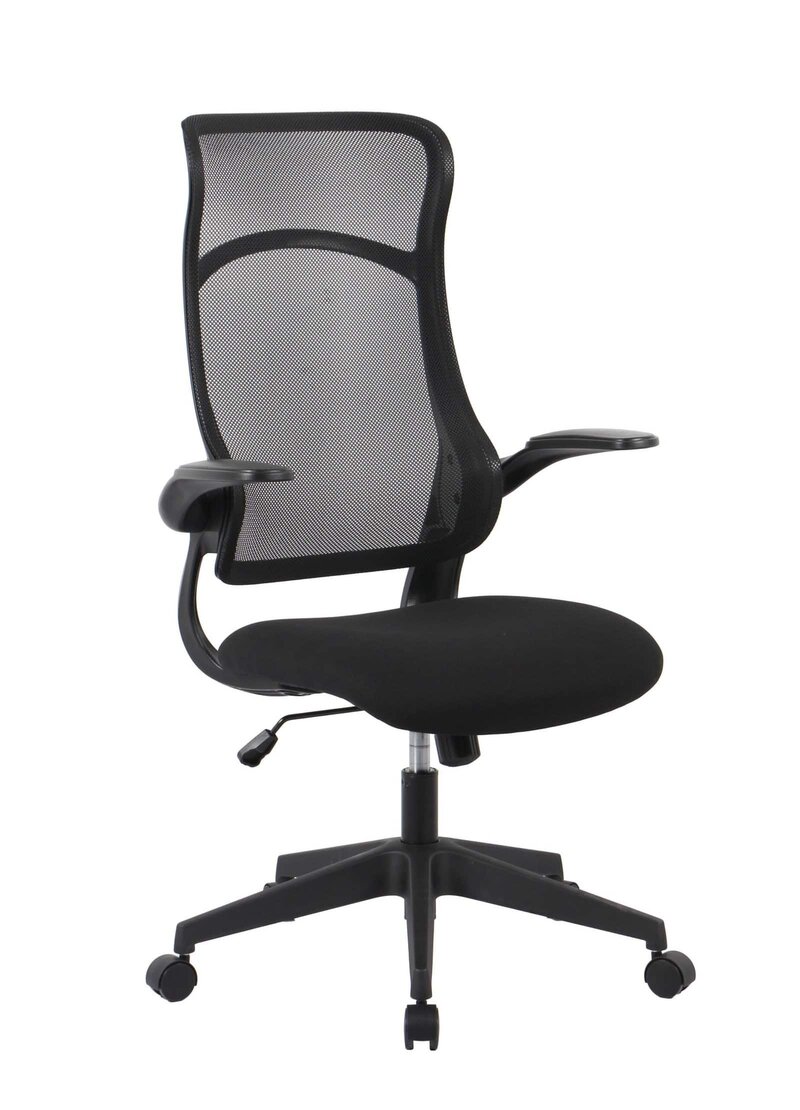 Sedia ergonomica da ufficio con schienale in mesh nero e base stabile, ideale per postazioni di lavoro comode.