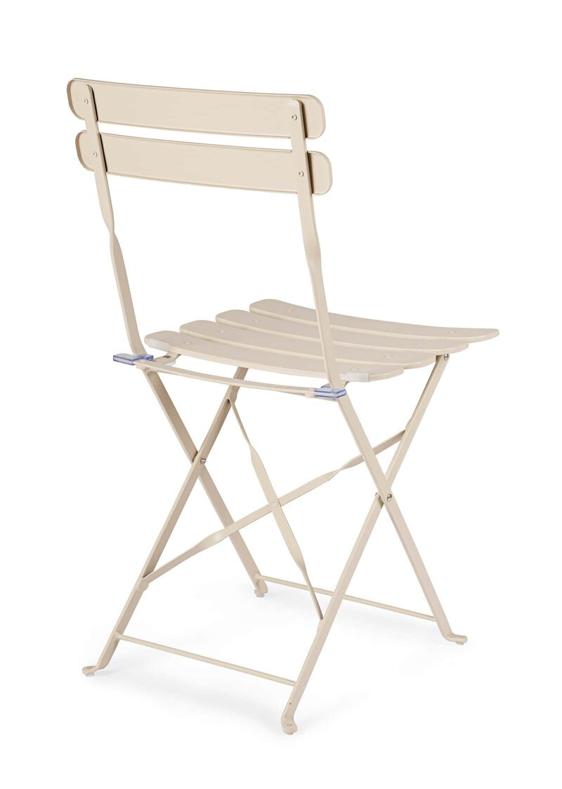 Sedia pieghevole in legno bianco per esterni e interni, leggera e resistente, ideale per balconi, giardini e locali.