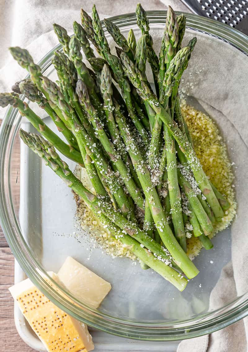 asparagus tossed with parmesan