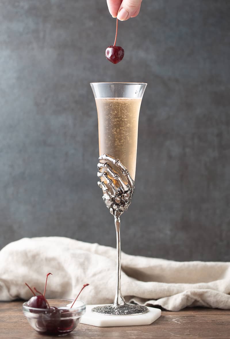 kir royale with cherry