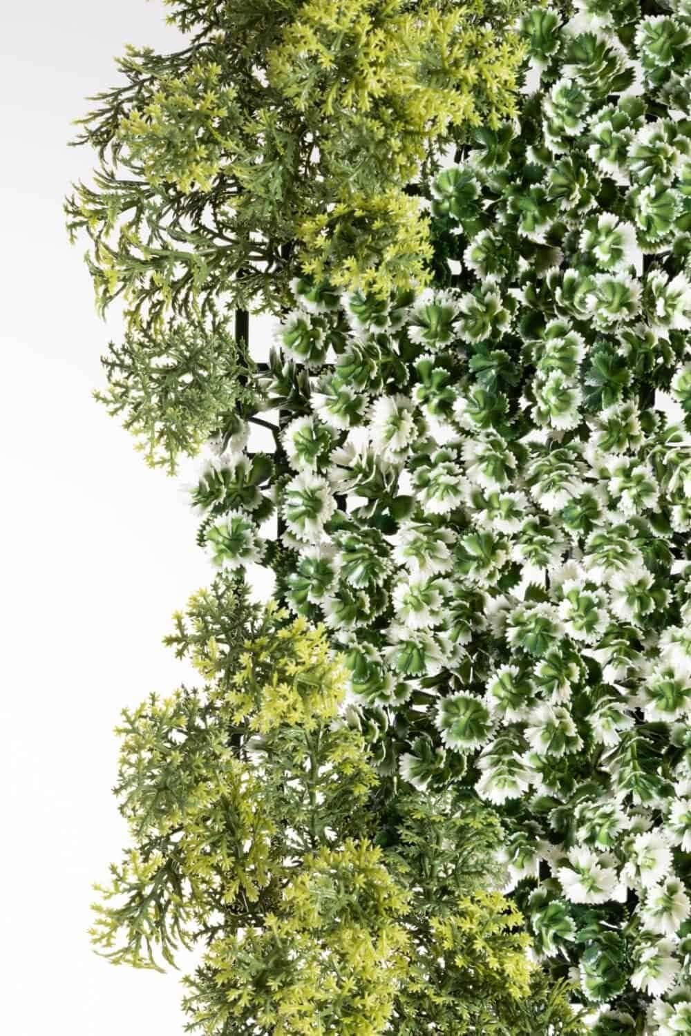 1. Piante artificiali da interno con foglie verdi e bianche, decorazione naturale.
