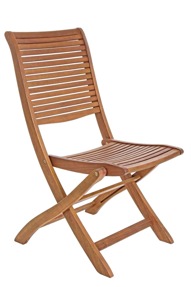 Sedia in legno naturale, ideale per giardini e terrazze, design tradizionale e resistente alle intemperie.