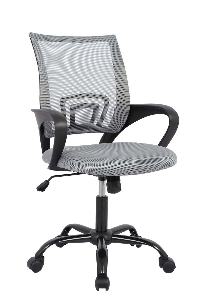 Sedia ergonomica con rete e braccioli.