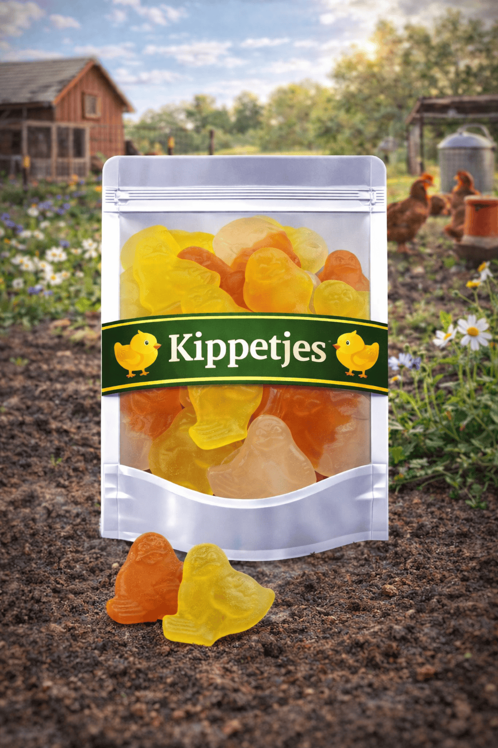 Zoete kippetjes snoep van Frisia – vegan kuiken snoepjes met fruitsmaak