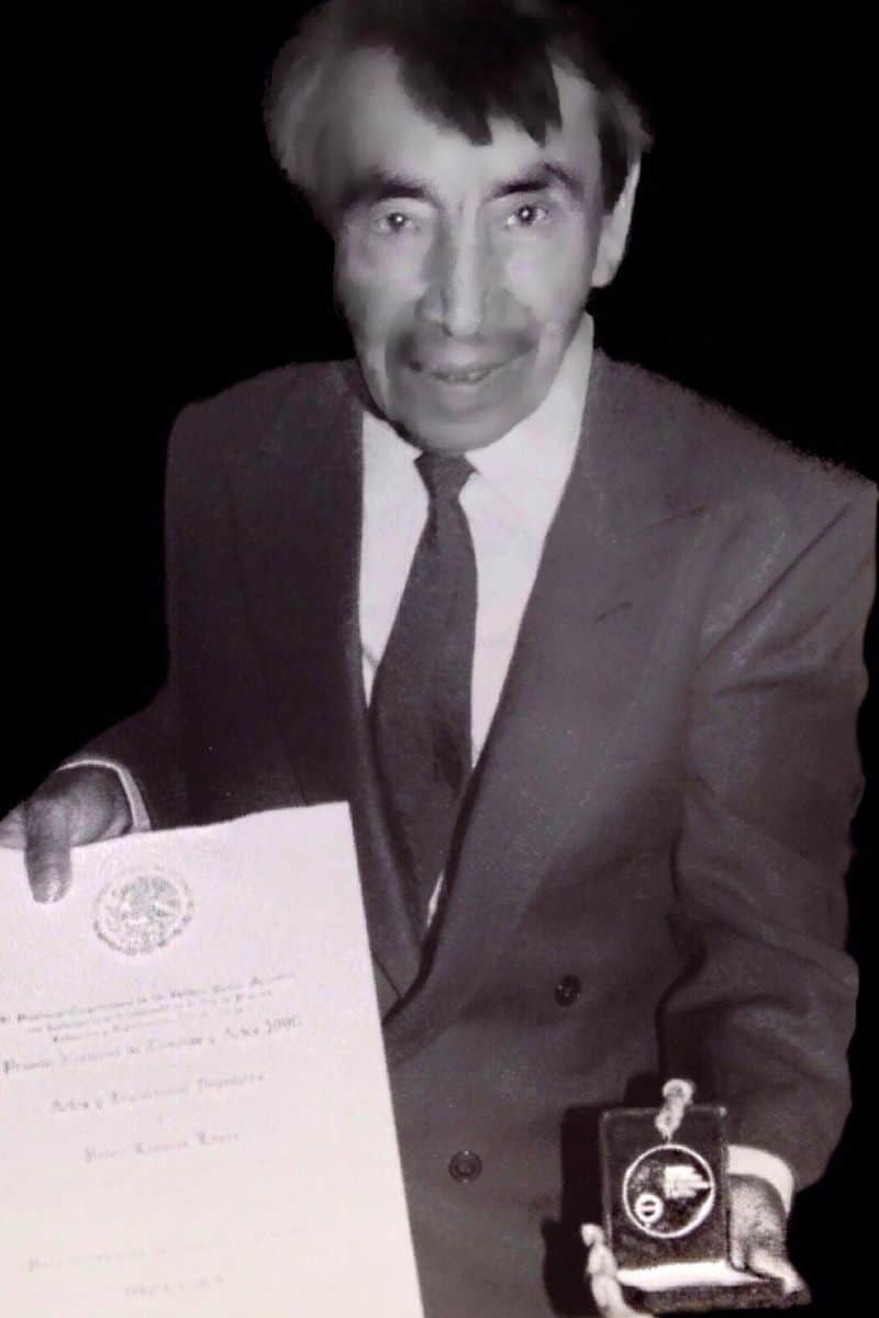 black and white photo of pedro linares, father of alebrijes