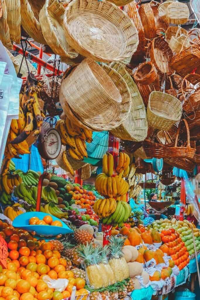 fruit and veggies at a market in oaxaca mexico