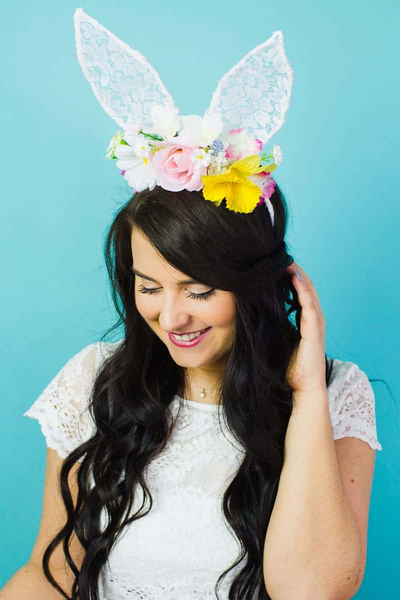 DIY'S TRIED & TESTED BY YOU (+READERS PHOTOS) - Diy Bunny Ears Floral Flower Crown Easter Spring Tutorial With Faux Flowers And Lace Flower Girl Accessories Headband