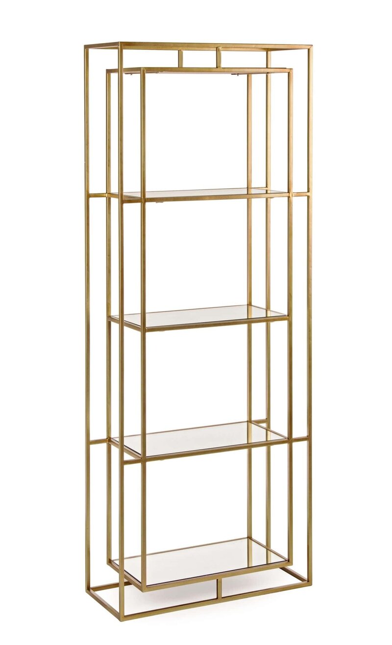 Mensola moderna in metallo dorato, ideale per decorare e organizzare con stile.
