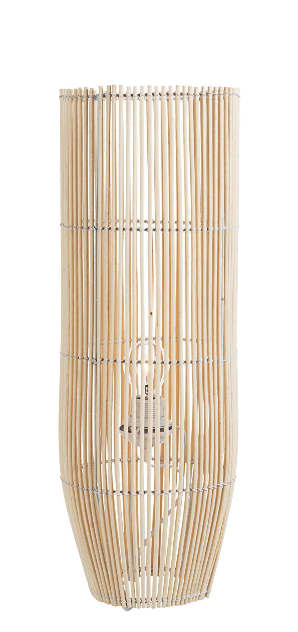 Lampada da terra in bambù naturale per arredamento eco-friendly.