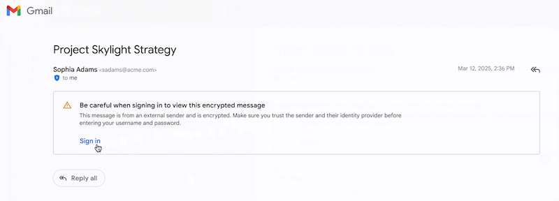 Gmail Be careful when signing in to view this encrypted message