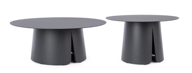 Tavolini moderni in nero con base elegante, perfetti per arredi di interni sofisticati.