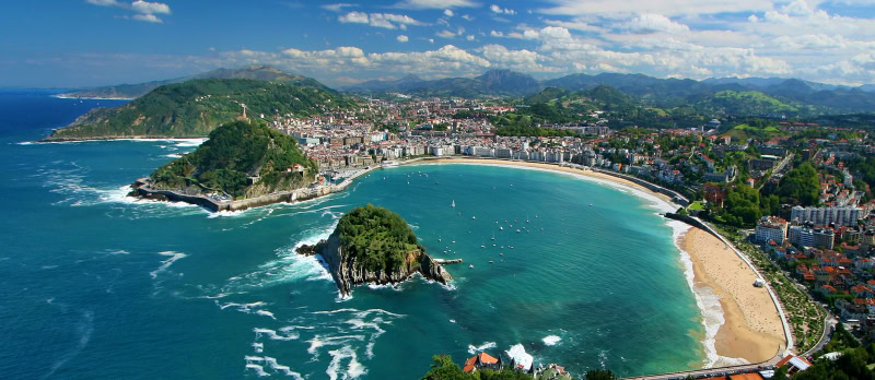 The impressive seafront with the La Concha beach in San Sebastian