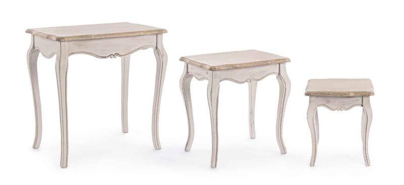 Tavoli in stile vintage shabby chic in diverse dimensioni, perfetti per arredi eleganti e romantici.