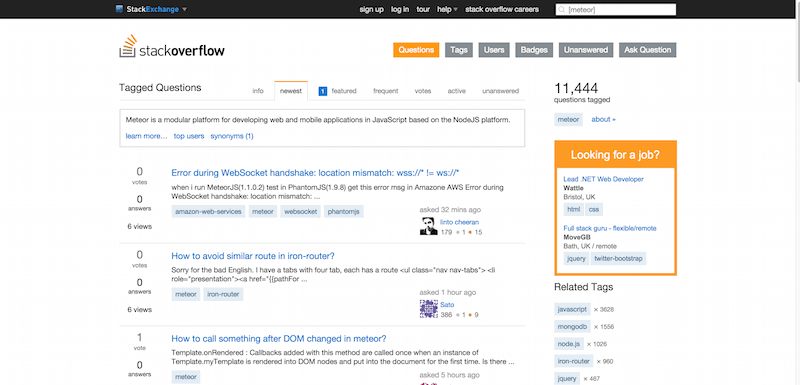 Stack Overflow - meteor developer
