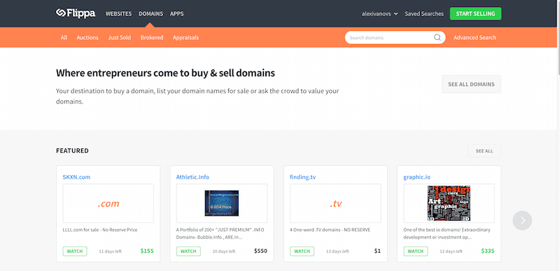 Buy Domain Names   Flippa.com
