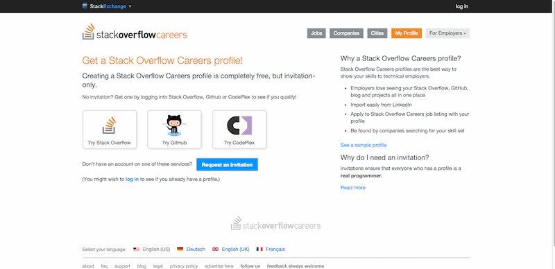 Get a Stack Overflow Careers profile    Stack Overflow Careers