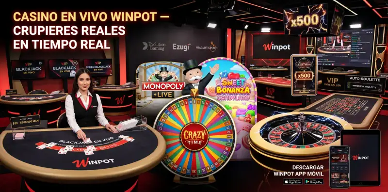 Crupieres reales y mesas en vivo para jugar en Casino Winpot.