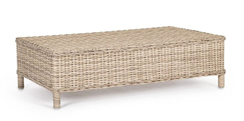 Puff in rattan naturale, perfetto per arredare spazi esterni e interni con stile. Design elegante e materiali resistenti.