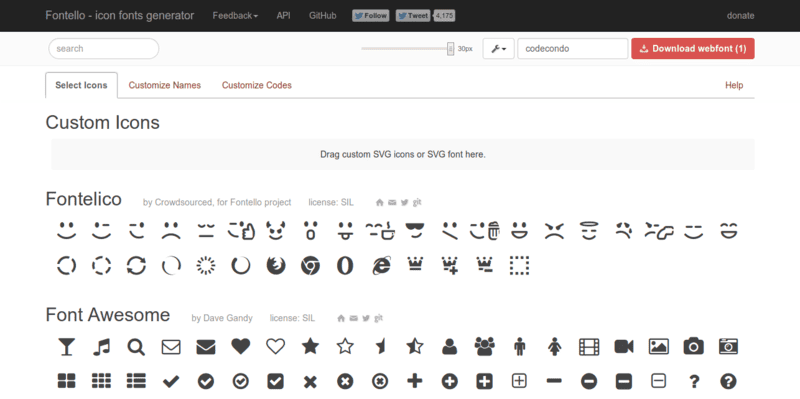 Fontello icon fonts generator