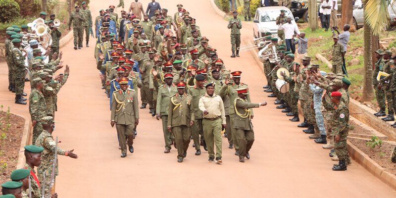 149 UPDF Officers Retire As Leaders Call For Wise Investment And Continued Service Retirees-move-out-from-the-MoDVA-hq-Mbuya-while-waving-as-a-sign-of-leaving-the-active-service-2-2560×1280