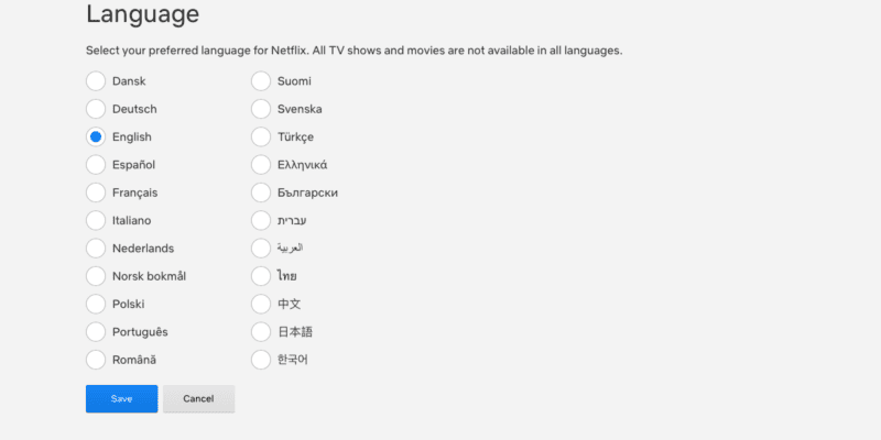 Change Language in Netflix