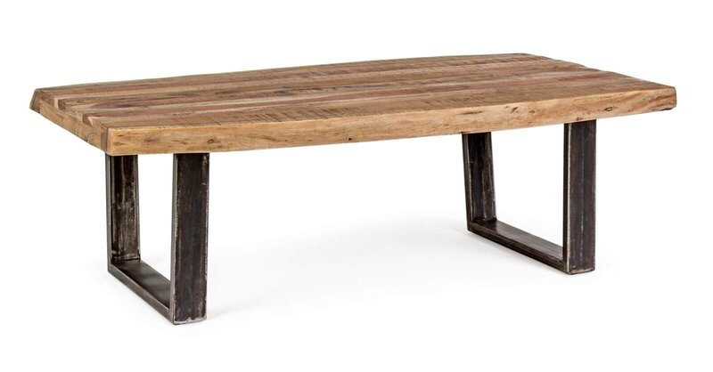 Tavolo da pranzo in legno e ferro con stile industriale, ideale per arredare con eleganza la casa.