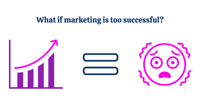 Image of sales going up and a face being stressed