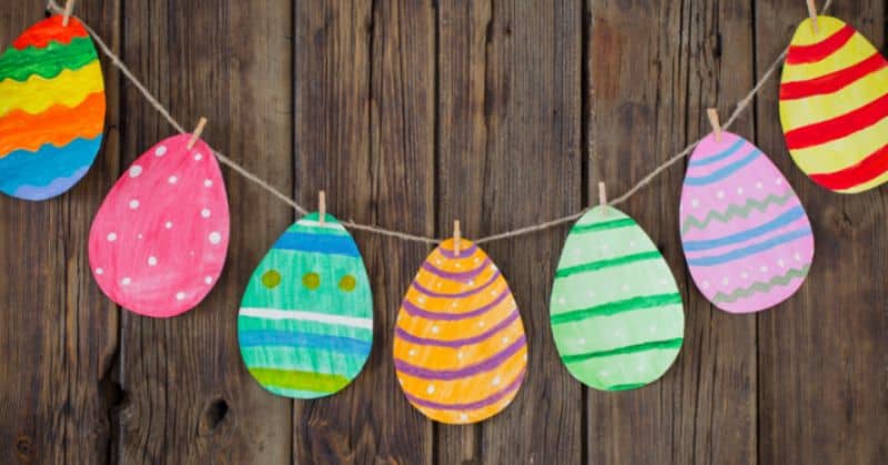 decorative garland made with paper easter eggs