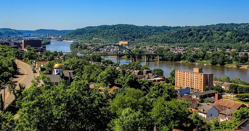 Summer outdoor landscape in West Virginia — bug bite and mosquito activity forecast — Just Bite Me temporary bug bite relief