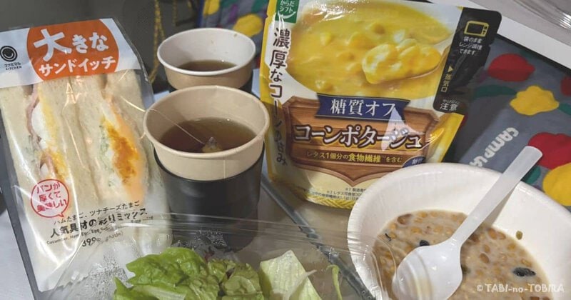 岐阜県道の駅花街道付知 車内での朝食